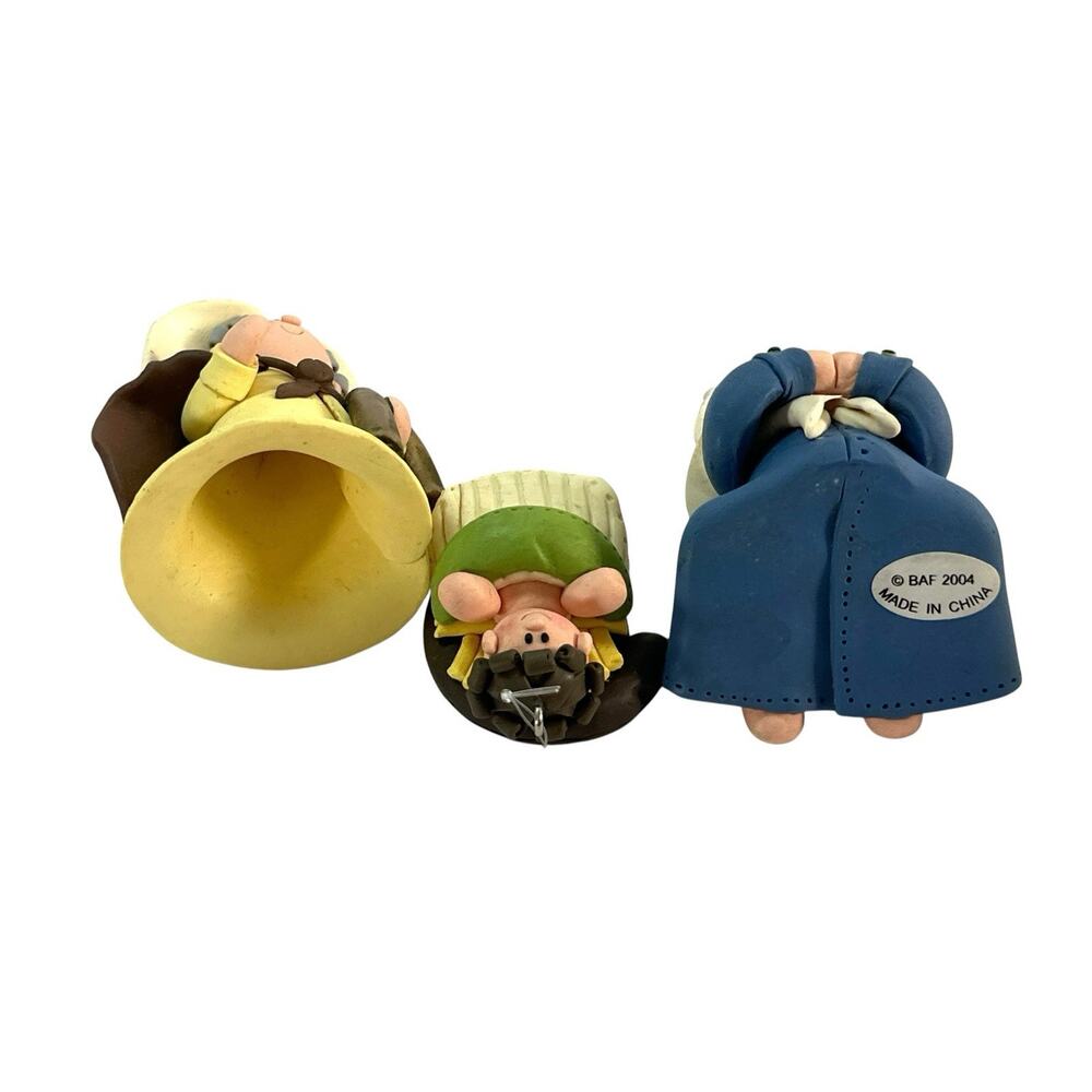 Vintage 2004 BAF Polymer Clay Nativity Ornament Set 7 Pc Felt Manger Box - Picture 8 of 11